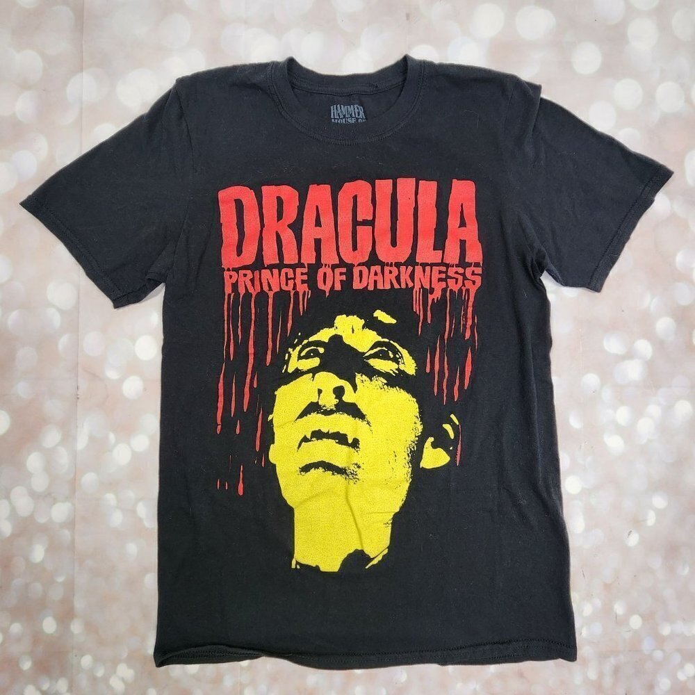 Dracula Prince Of Darkness Hammer House of Horror Movie Black Tee, Men's Small - Picture 2 of 7
